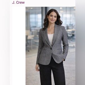 J by J Crew Sz 2 Gray textured Linen Single-Button Tailored Women’s Blazer